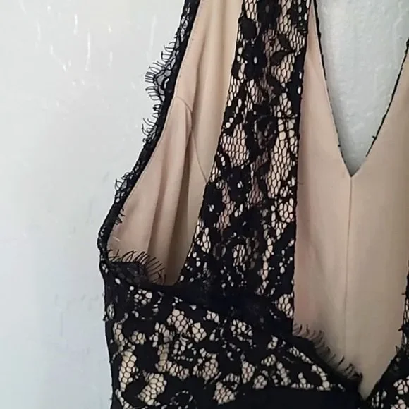 Francescas Black Lace Halter Jumpsuit Wide Leg Formal Chic Size M Y2K Cocktail - Picture 10 of 16